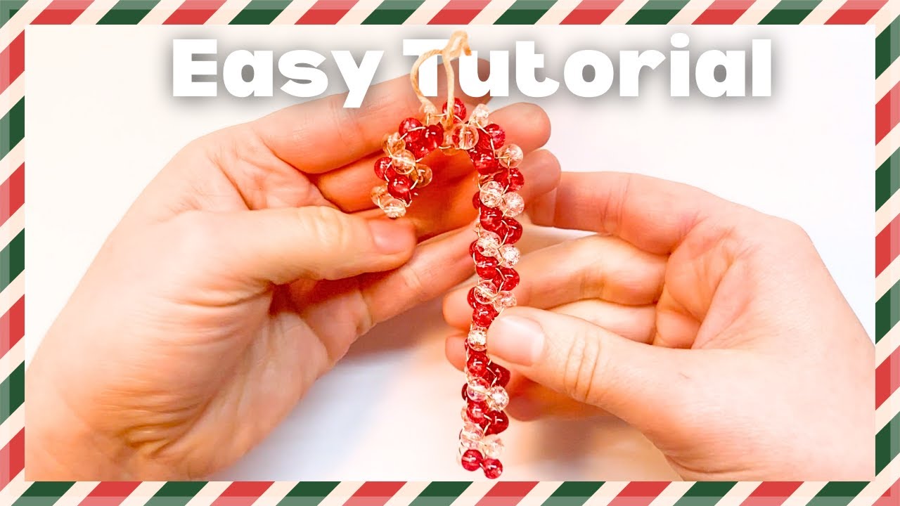 🎄DIY Beaded Candy Cane Ornament Tutorial | Easy Christmas Tree Decoration Craft 🎄