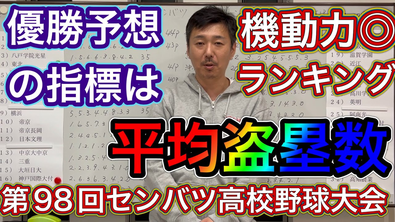 【盗塁】機動力ランキング！1試合辺りの平均盗塁数が多いのはどこだ？【第98回センバツ高校野球大会】