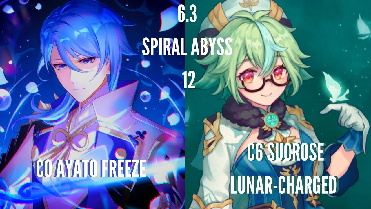 Espiral del Abismo 6.3 | Piso 12 | Ayato C0 Congelado| Sacarosa C6 Electrocarga Lunar