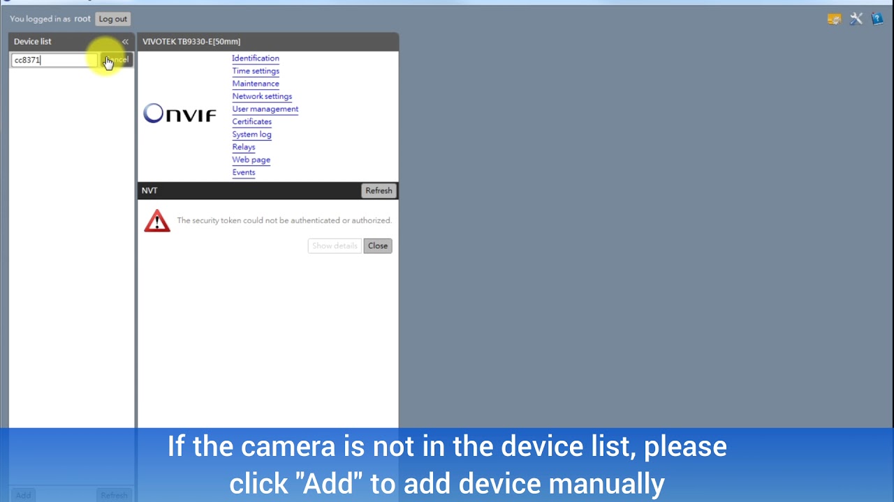 How to use ONVIF device manager to test camera