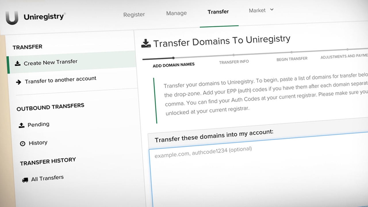 It's Easy To Transfer Domain Names To Uniregistry