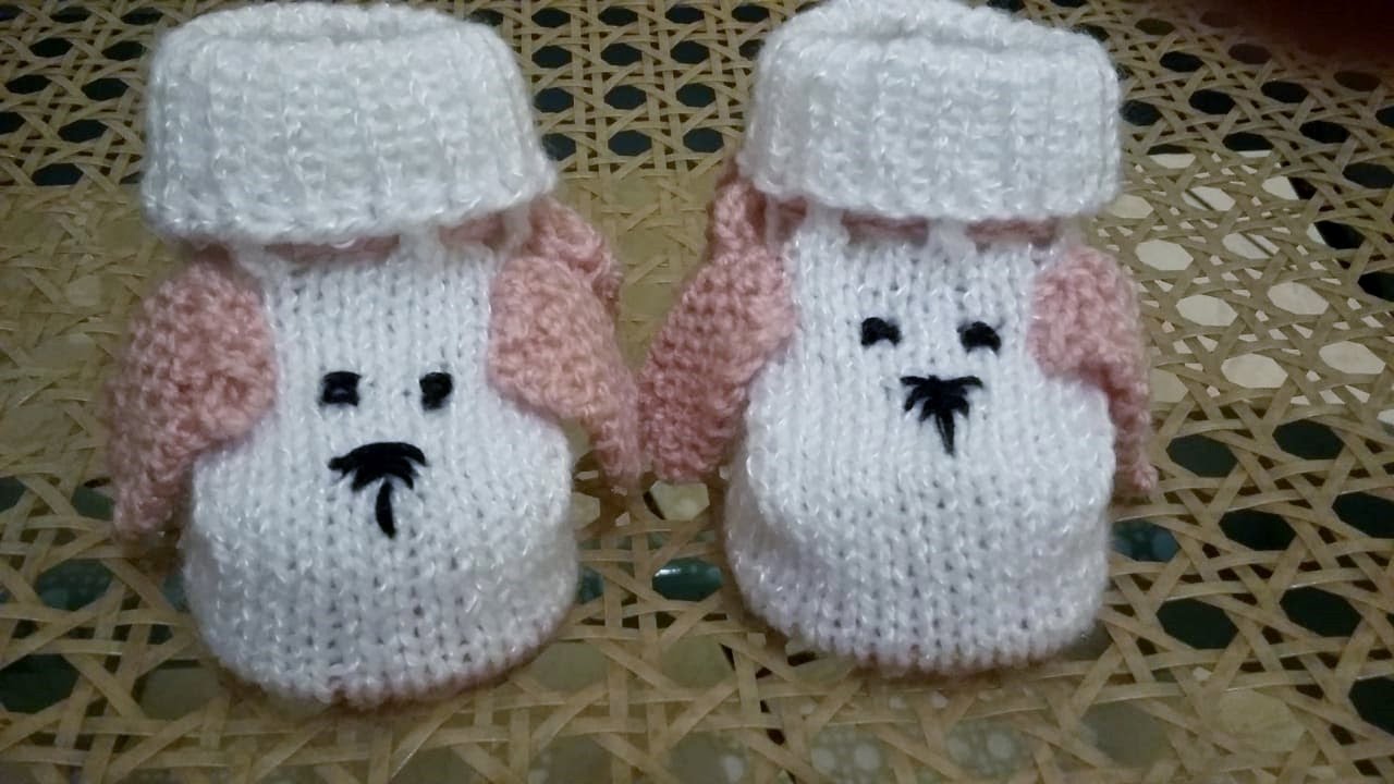 Sapatinho em Tricô Modelo Cachorinho para 0 a 3 meses
