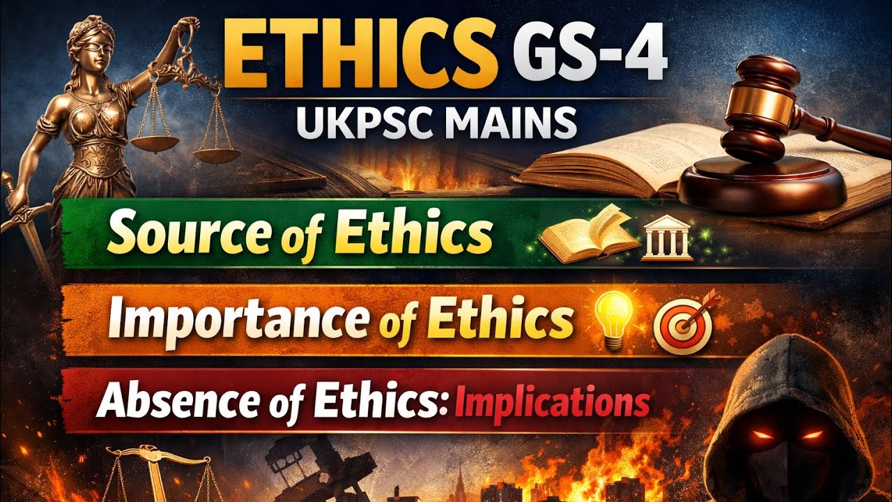 ETHICS GS-4 🔥 Source, Importance & Absence of Ethics | UKPSC Mains 2025