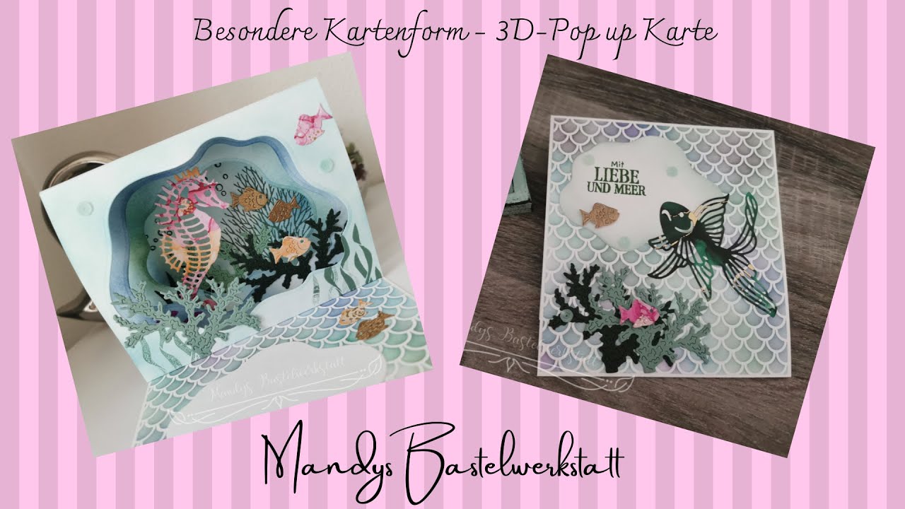 Besondere Kartenform - 3D Pop up Karte - 3d pop up Card - Seascape und Vögel und mehr
