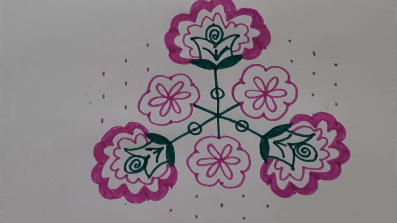 Flower 🌻🌹 rangolikolam #rangoli #kolam 