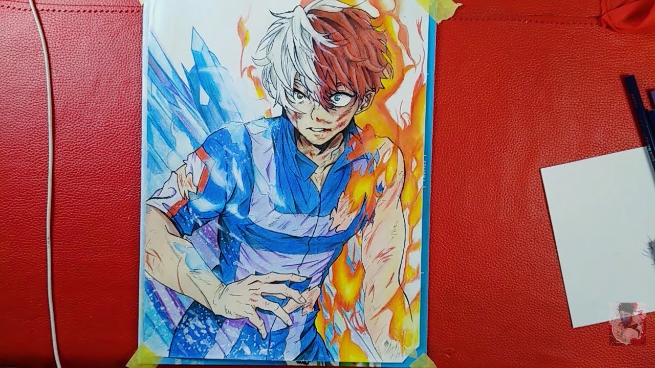 drawing Todoroki Shoto from my hero academia