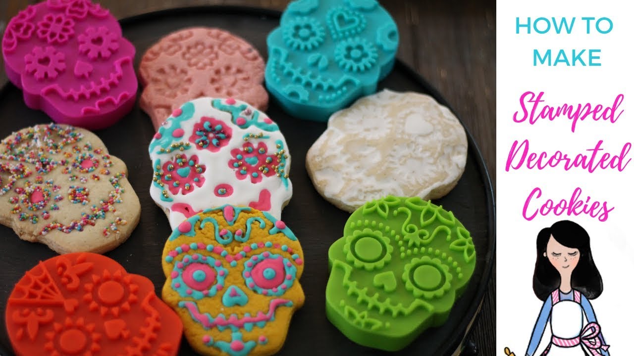 Как сделать печенье с печатью и декором #DayoftheDeadCookies #StampedCookies #SugarSkulls