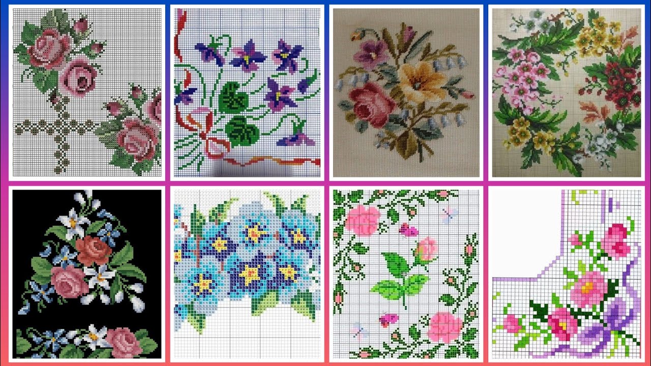 Top 100+ Amazing and Elegant Floral Cross stitch patterns || Charsuti Kerhai Ideas For Everything||
