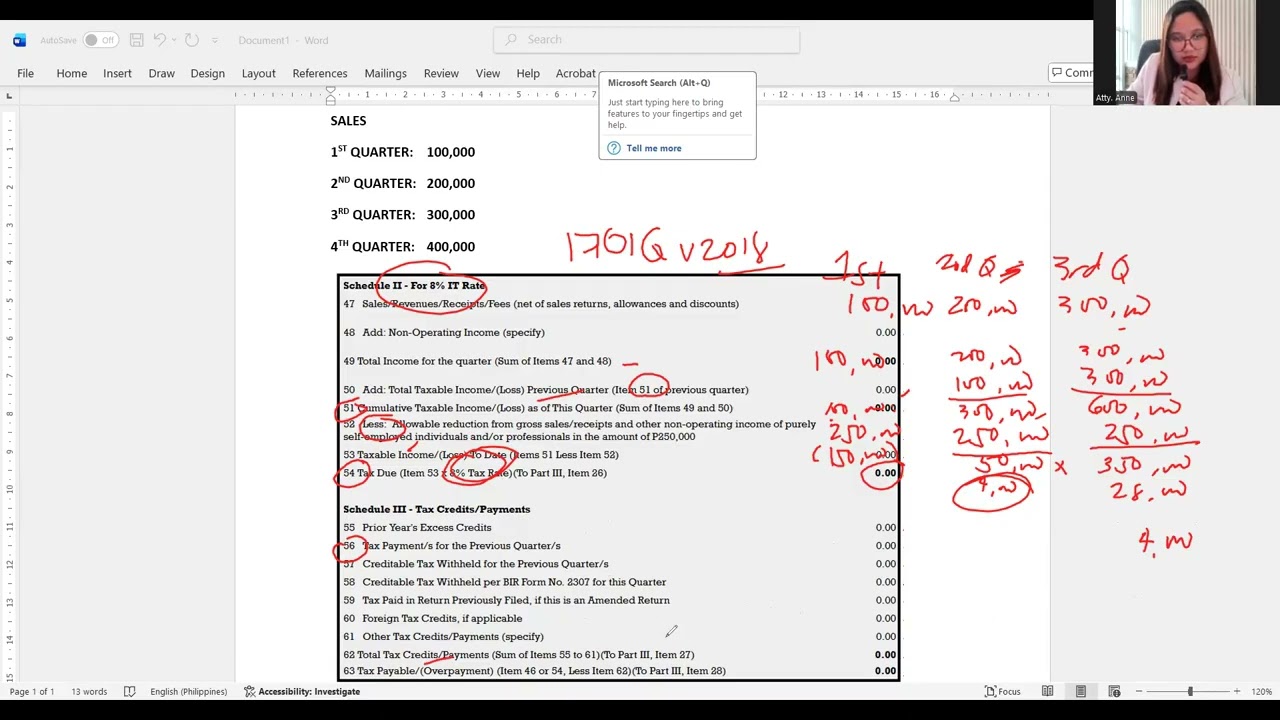 How to Compute 8% Income Tax for Purely Self-Employed / Sole Proprietor