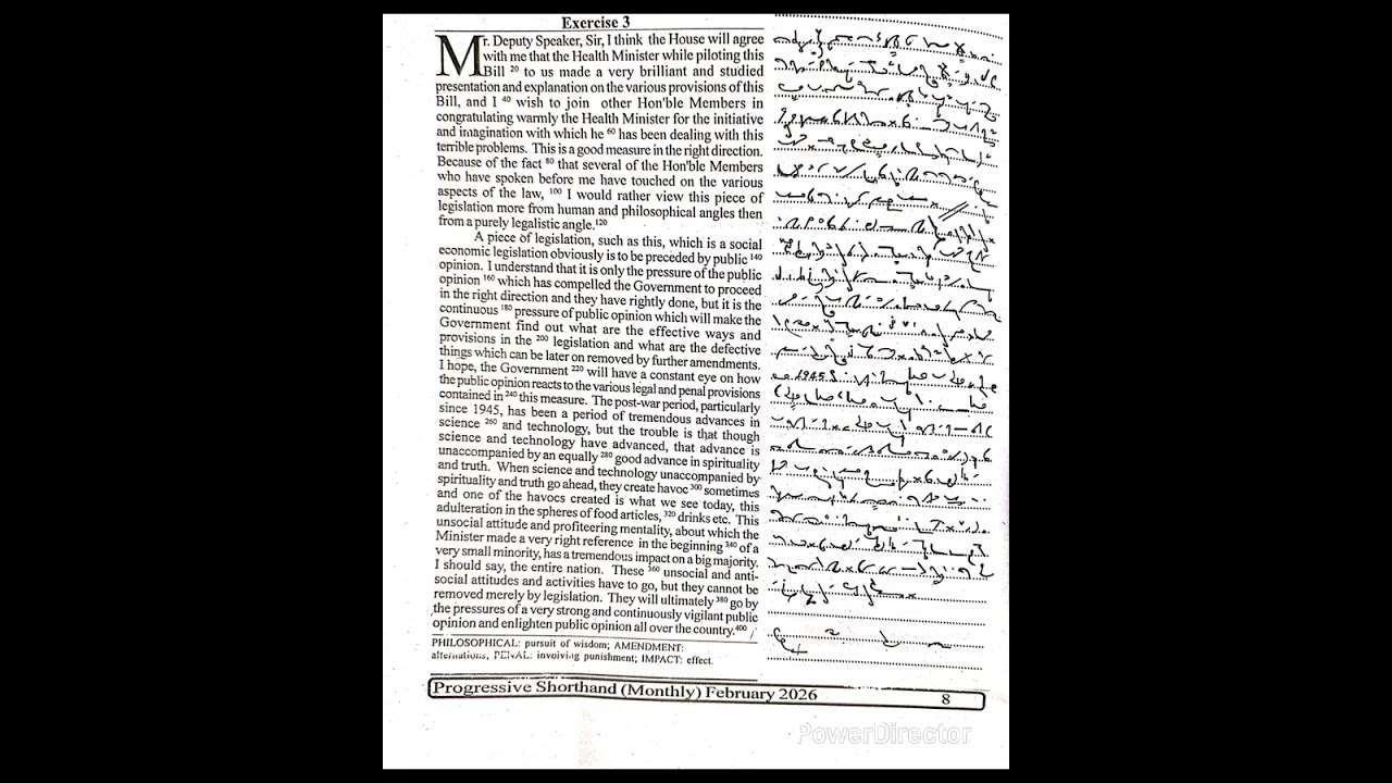 PROGRESSIVE MAGAZINE FEBRUARY 2026 EX.3 & 4 @100 WPM #ssc #dsssbsteno #progressivedictation #STENO