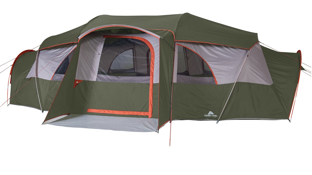 Ozark Trail Hazel Creek 18-Person 3-Room Cabin Tent with 3 Covered Entrances