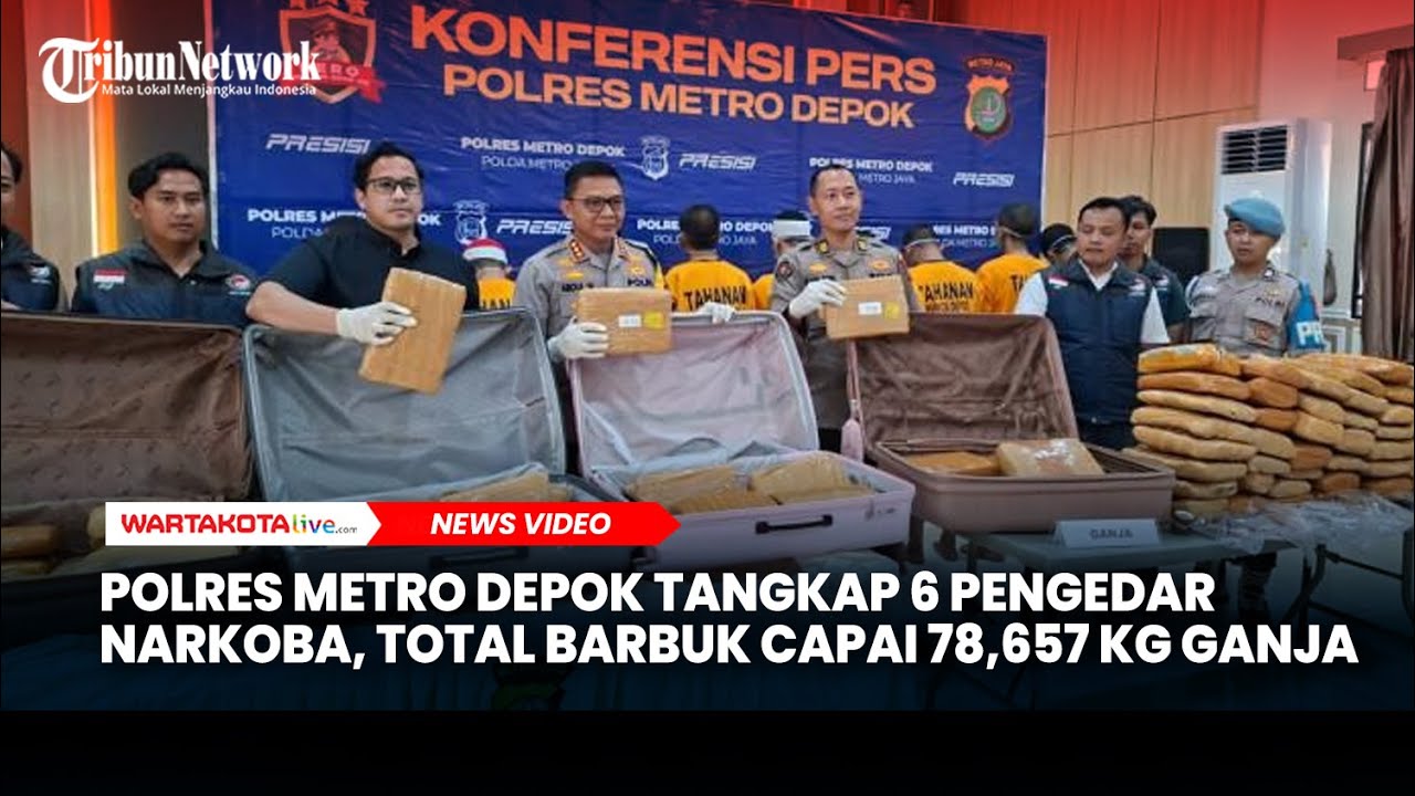 Polres Metro Depok Tangkap 6 Pengedar Narkoba, Total Barbuk Capai 78,657 Kg Ganja
