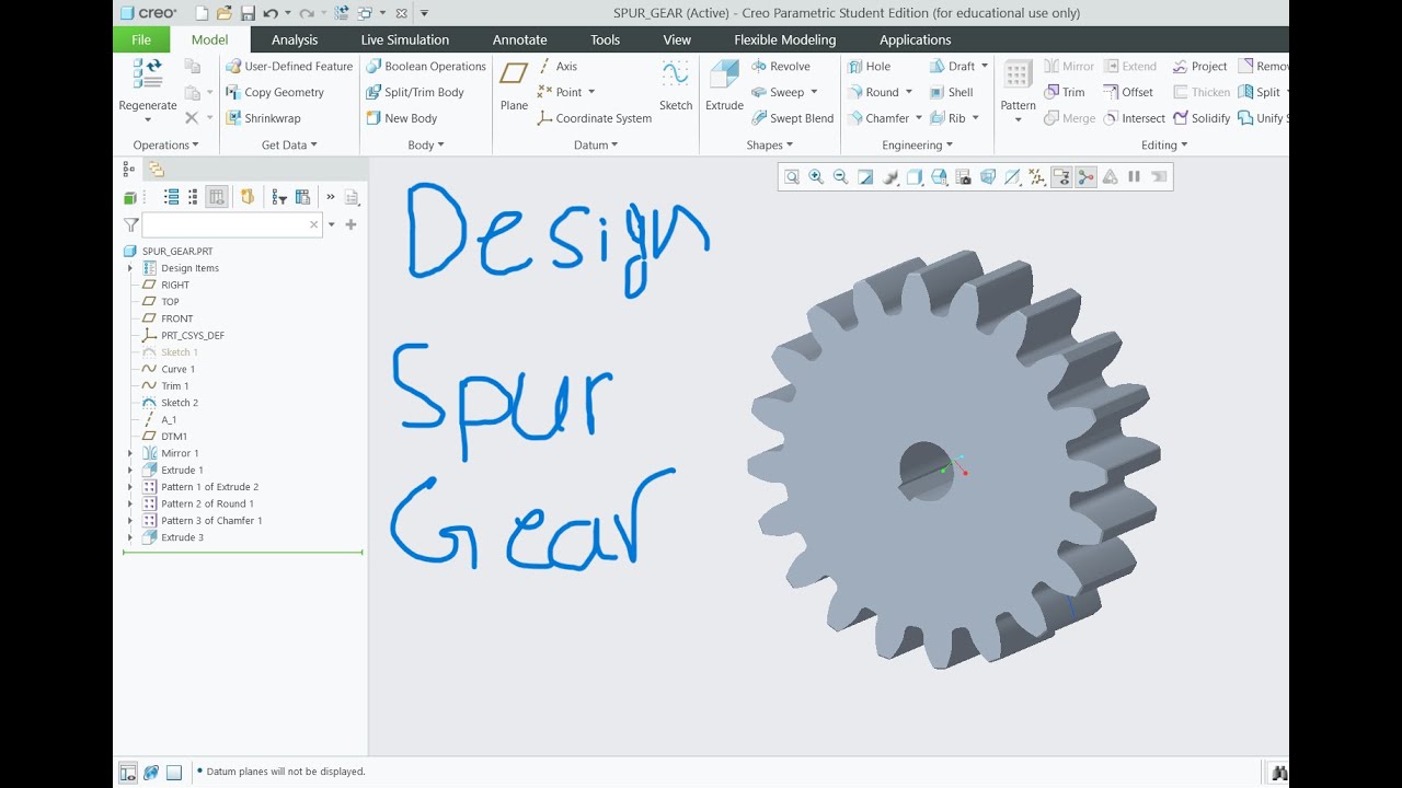 Design of Spur Gear| Spur Gear Design Problems | Creo Parametric