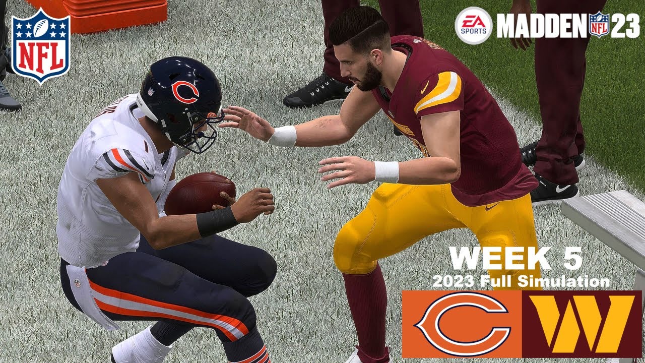 Madden 23 Bears vs Commanders Full Simulation Week 5 2023 (Madden 24 Updated Rosters) 4k Game Play