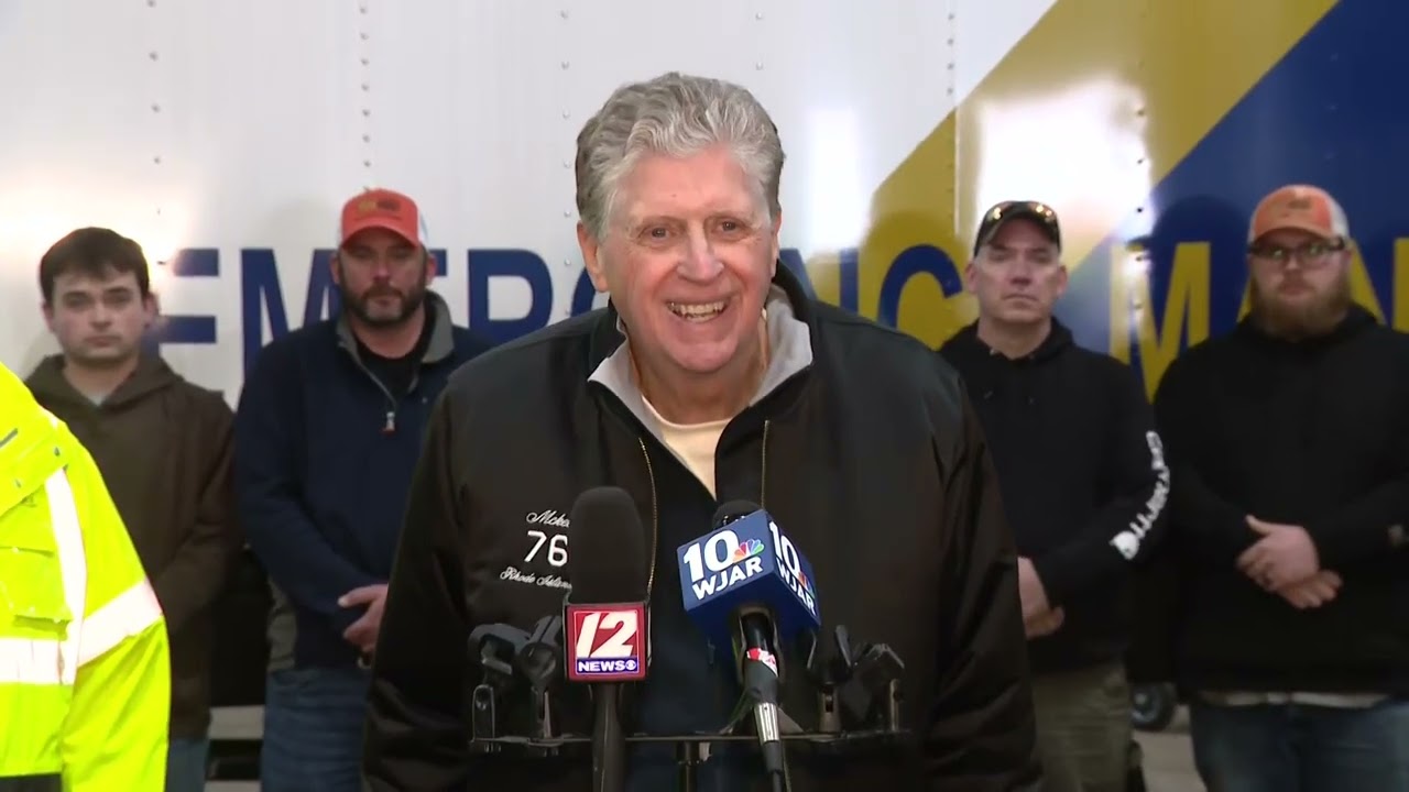 Rhode Island's governor welcomes crew, equipment from Vermont to help with blizzard cleanup