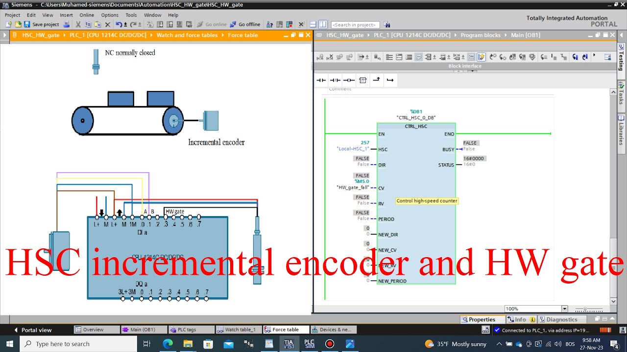 TIA Portal HSC (High Speed Counter) - length measurement using incremental encoder and HW gate