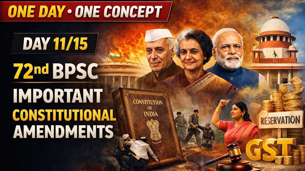 Day 11/15 🔥🔥 important constitutional amendments 🔥🔥#72ndbpsc #onedayoneconcept #civilservicesmantra 