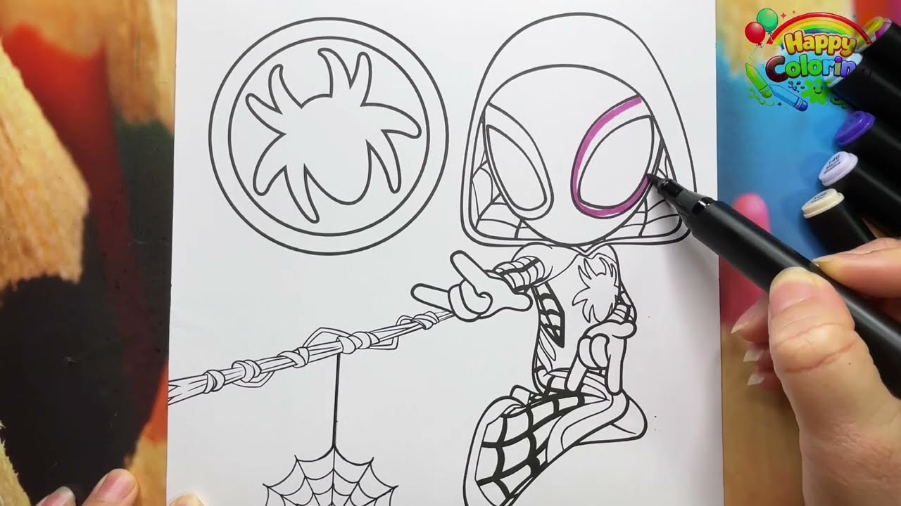 🎨 Cute Cartoon Spider Coloring | Fun Art for Kids 🕸️