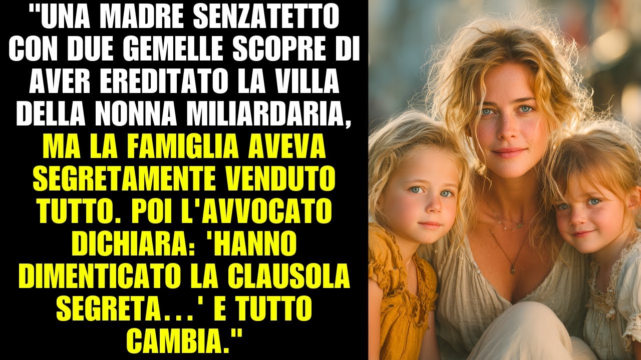 Mamma senzatetto e gemelle eredi: clausola segreta ribalta la villa da miliardi!