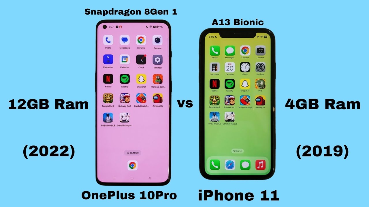 OnePlus 10 Pro (Snapdragon 8 Gen 1, 2022) vs iPhone 11 (A13 Bionic, 2019) | Speed Test Showdown!