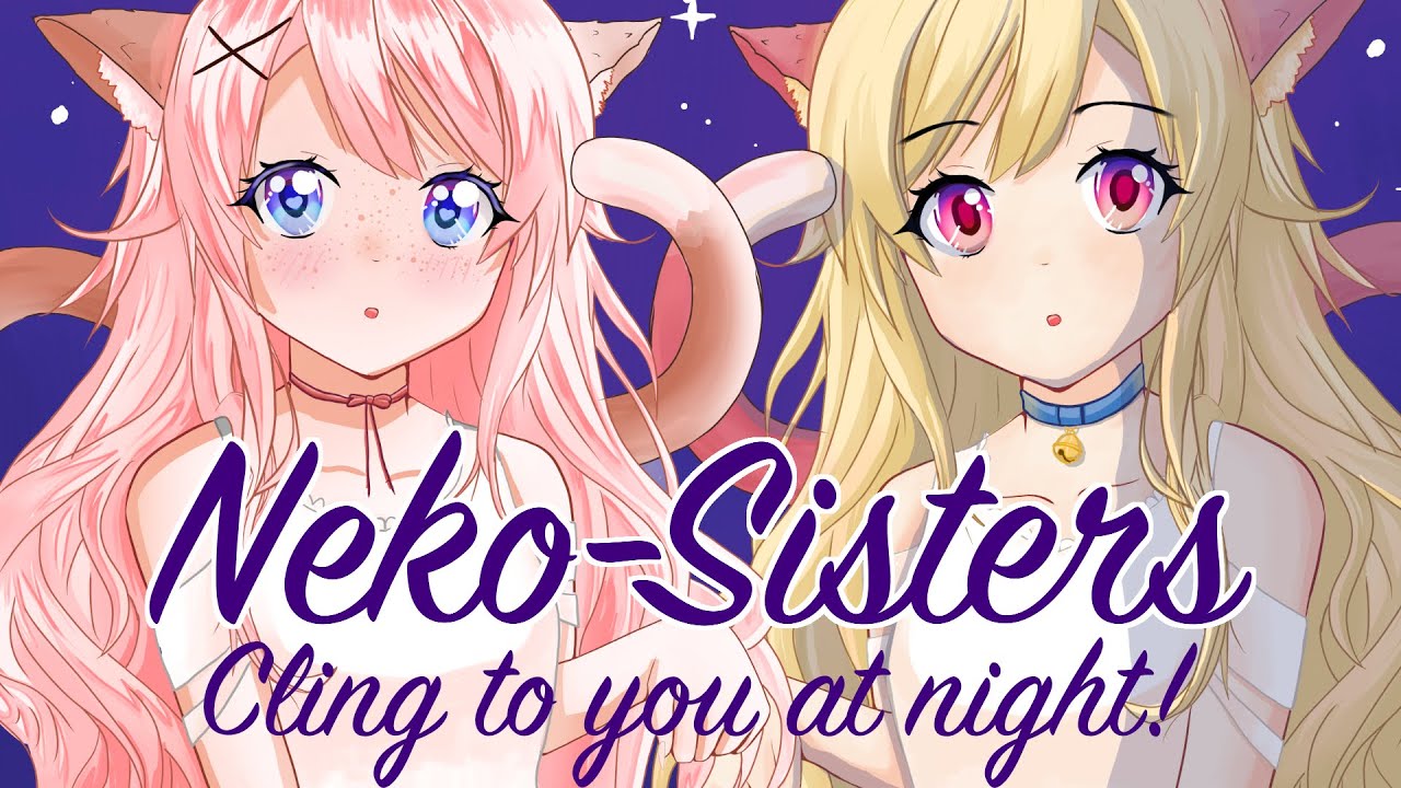 [ASMR] Roleplay 💕 Two cute Neko-Sisters get really clingy🥰  ear-cleaning | kisses | binaural