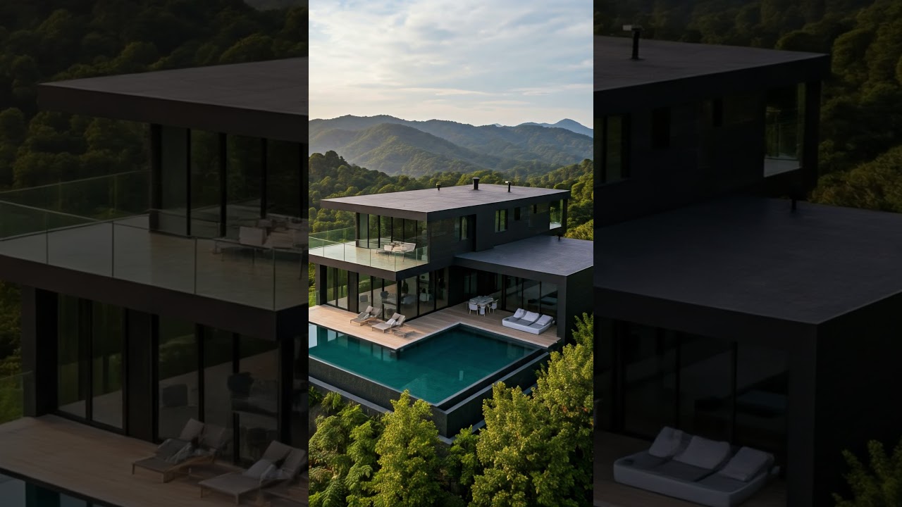 Discover this Hillside Sanctuary #modernarchitecture #luxuryhomes #mountainretreat #infinitypools
