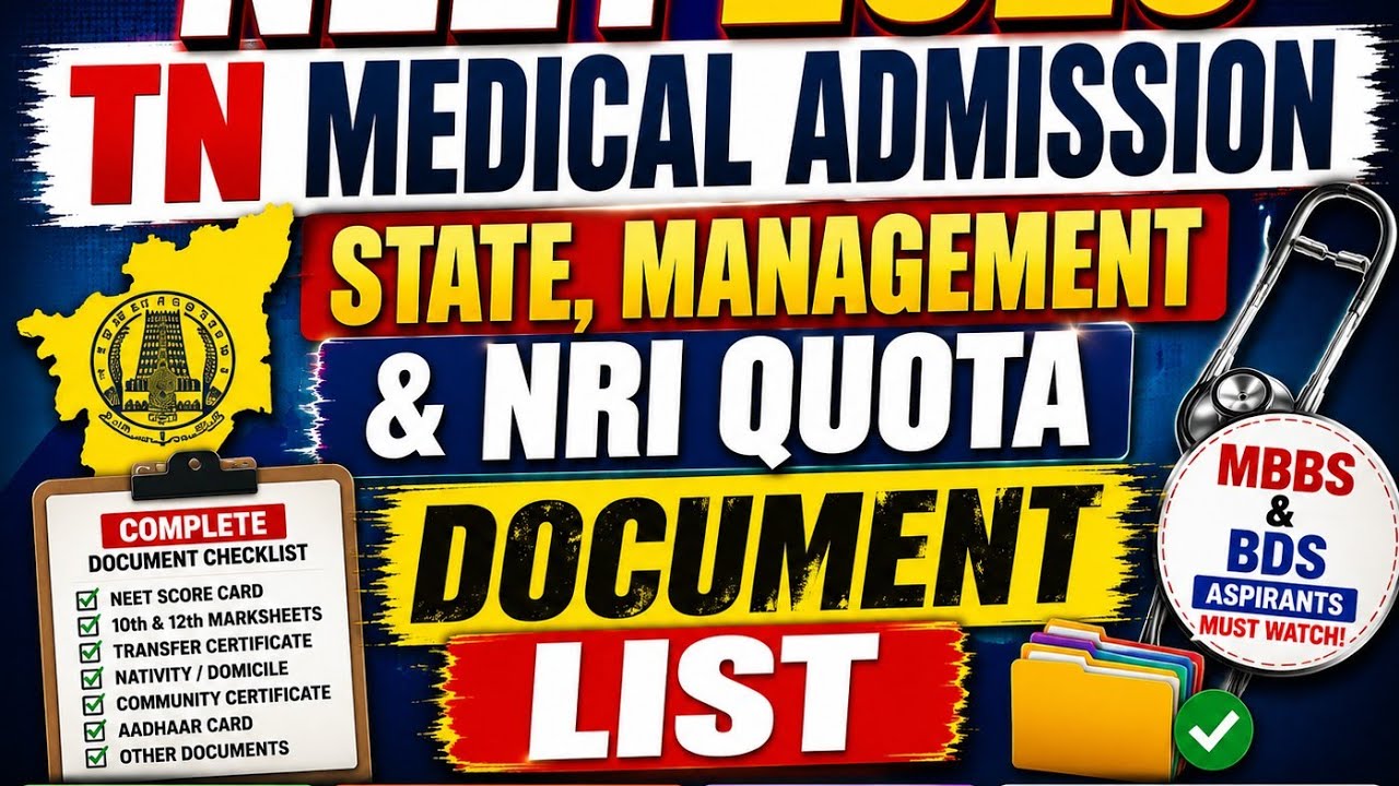 TN MBBS/BDS Admission 2026 Complete Documents Checklist | State, Management & NRI Quota