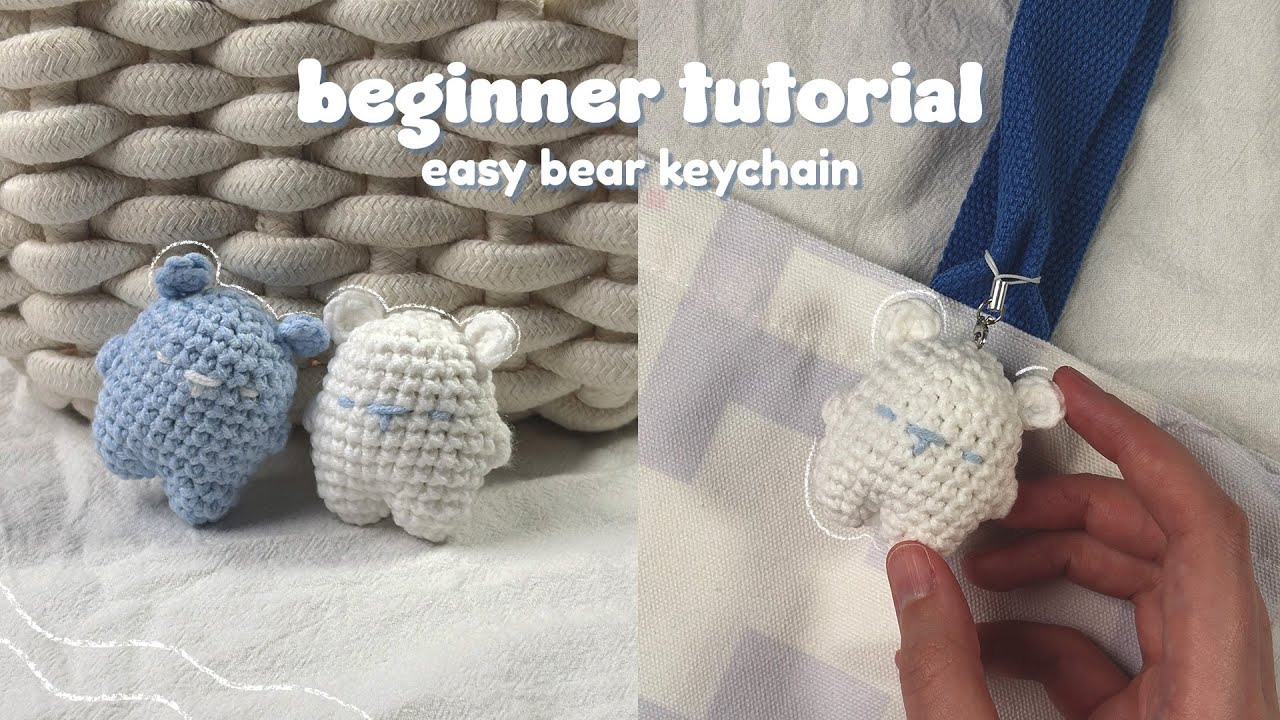 crochet bear keychain easy beginner tutorial🐻‍❄️ | crochet amigurumi bear | crochet for beginners