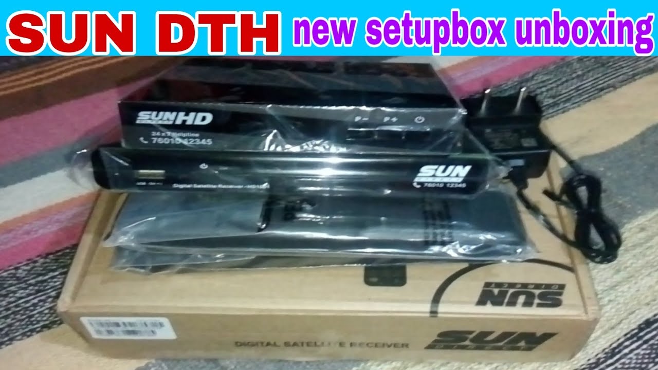 SUN DTH new SD + Hevc setupbox unboxing.
