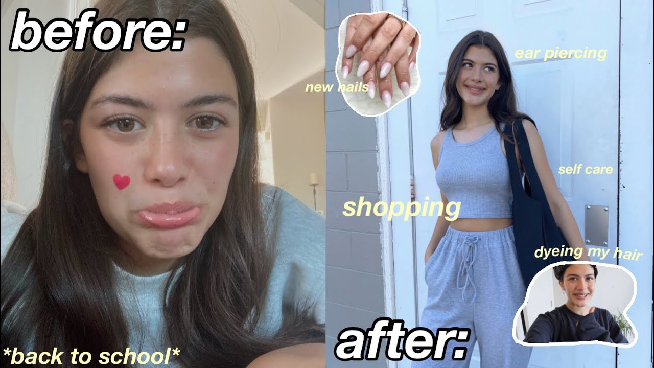 BACK TO SCHOOL GLOW UP (dyeing my hair, acrylics, ear piercing, shopping, & more!)
