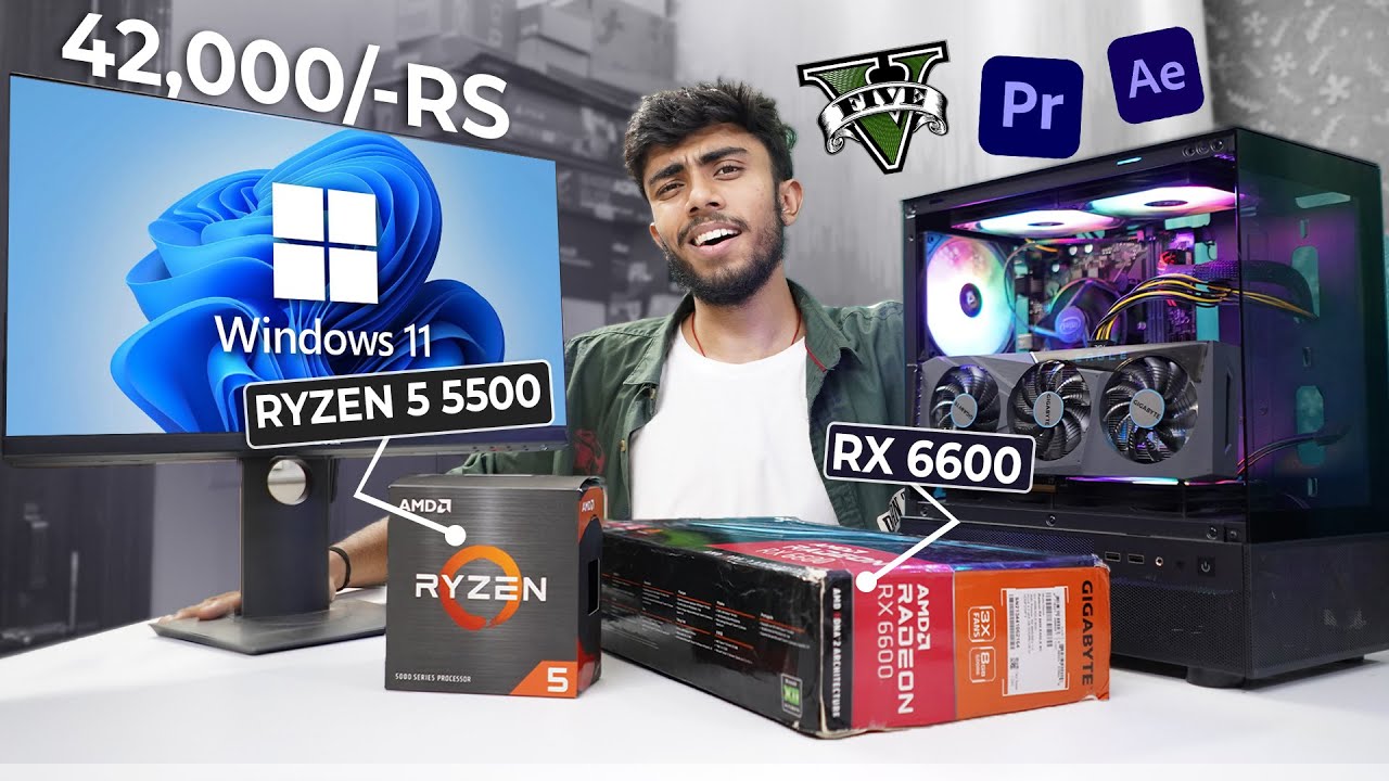 42,000/-RS BEST AMD PC BUILD ⚡️ With 8GB GPU - Best For Gaming & Editing At Max Settings 🤩