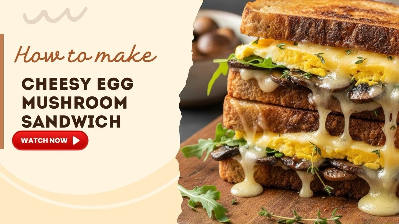 Cheesy Egg Mushroom Sandwich Recipe | How To Make Egg Cheese Sandwich | Egg Sandwich Recipe 