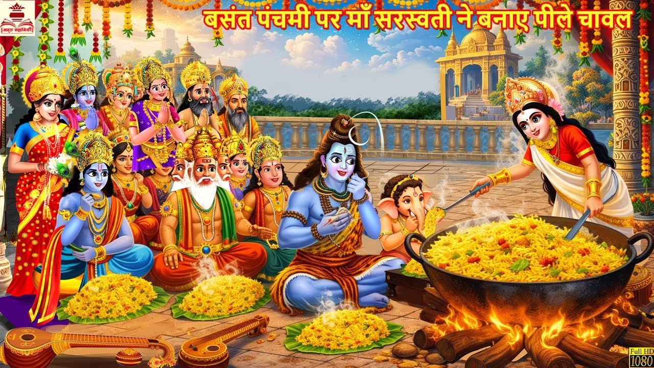 बसंत पंचमी पर माँ सरस्वती ने बनाए पीले चावल | Basant Panchami | Hindi Kahani | Bhakti Kahani |Kahani