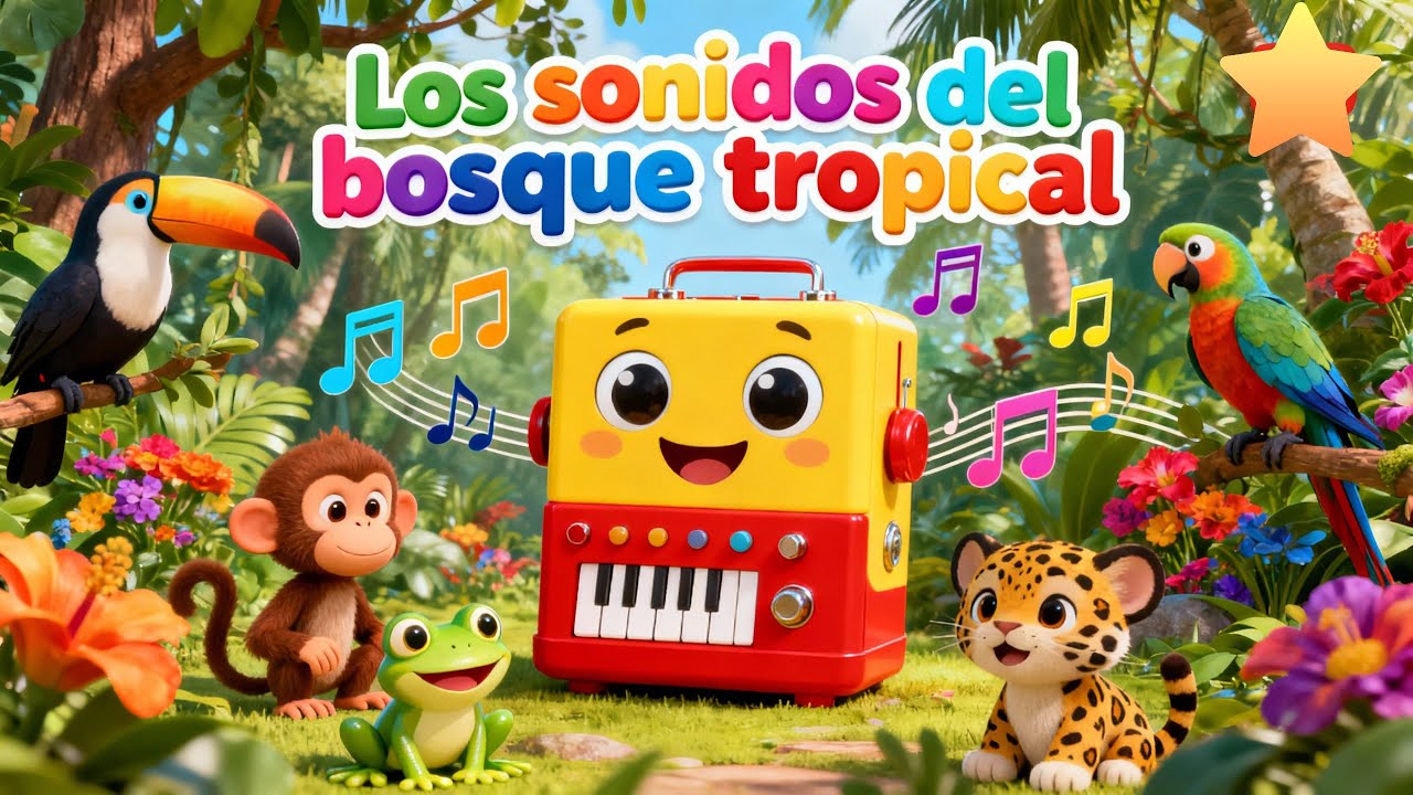 🎶 Los sonidos del bosque tropical | Canci&oacute;n educativa infantil de La Cajita Musical