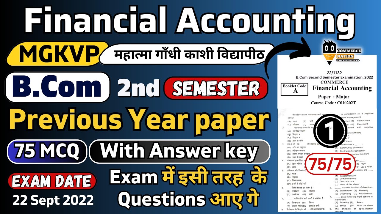 Financial Accounting mgkvp bcom 2nd semester 2022 original paper with ans key |Financial Accounting