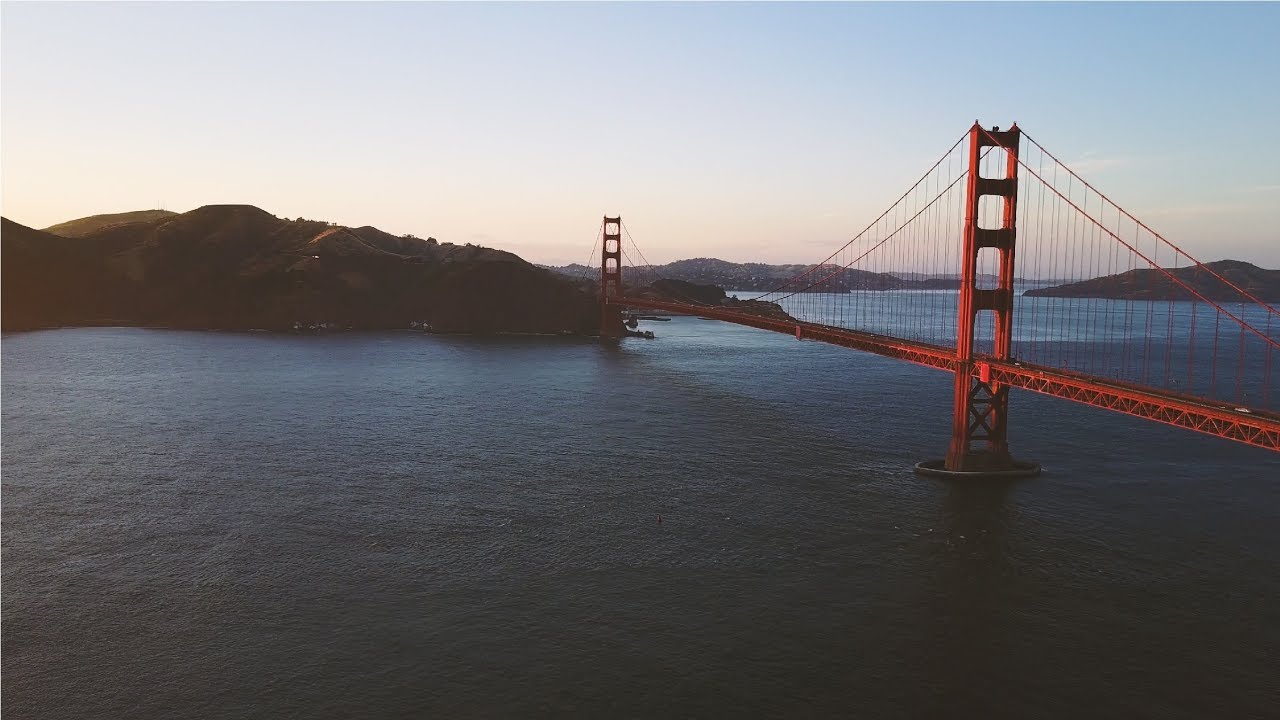 Golden Gate Bridge Drone Sunset