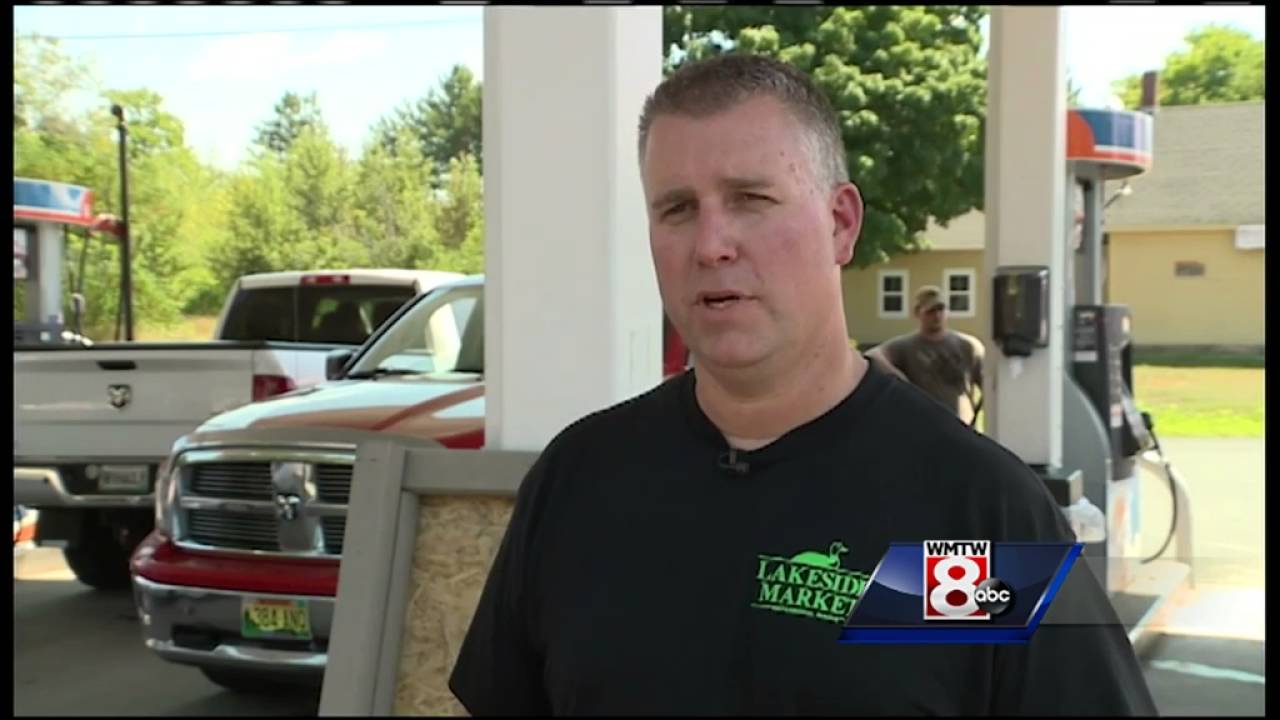 Truck slams into gas pump, then drives off