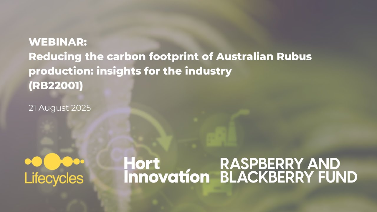 Webinar 21 August 2025: Reducing the carbon footprint of Australian Rubus production (RB22001)