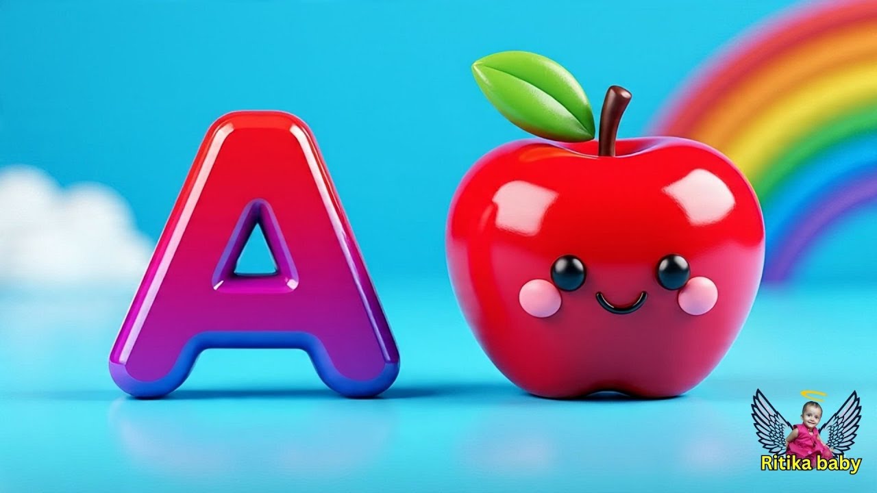 Алфавитный фонетический алфавит ABC для малышей – Песенка про букву «А» (яблоко) – детские стишки...