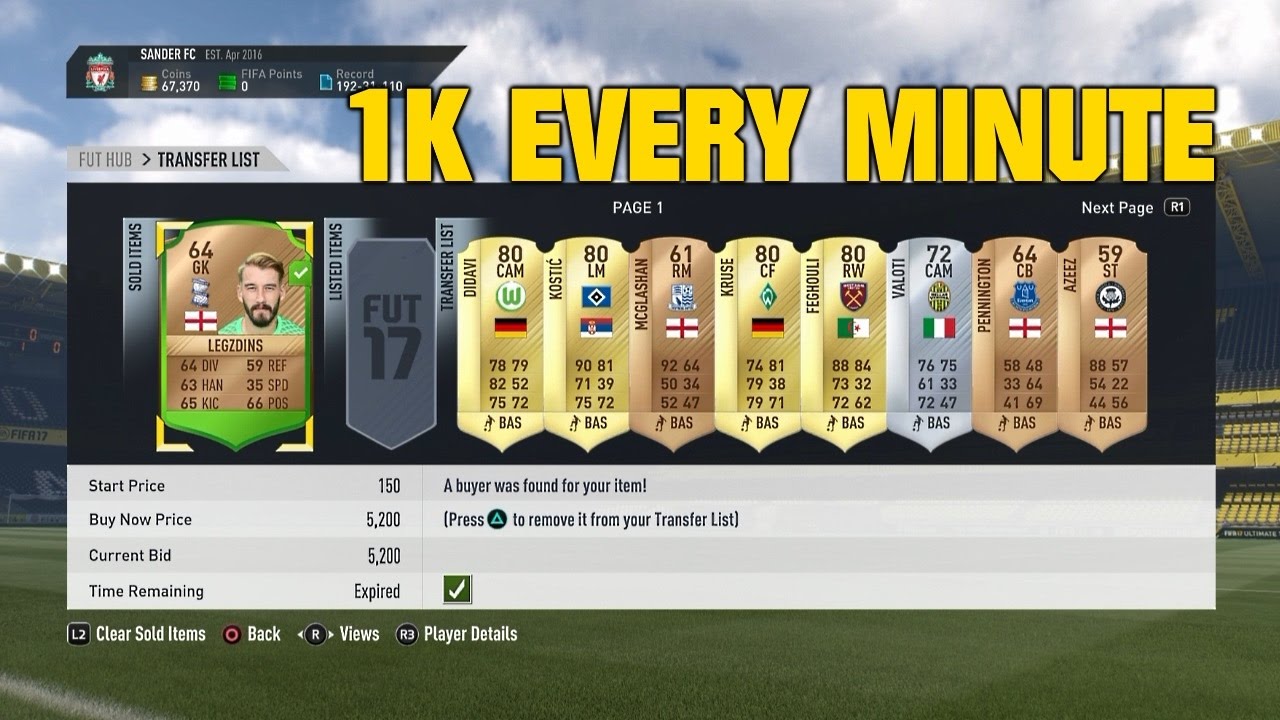 *EASY* MAKE 1K COINS EVERY MINUTE!! FIFA 17 Ultimate Team