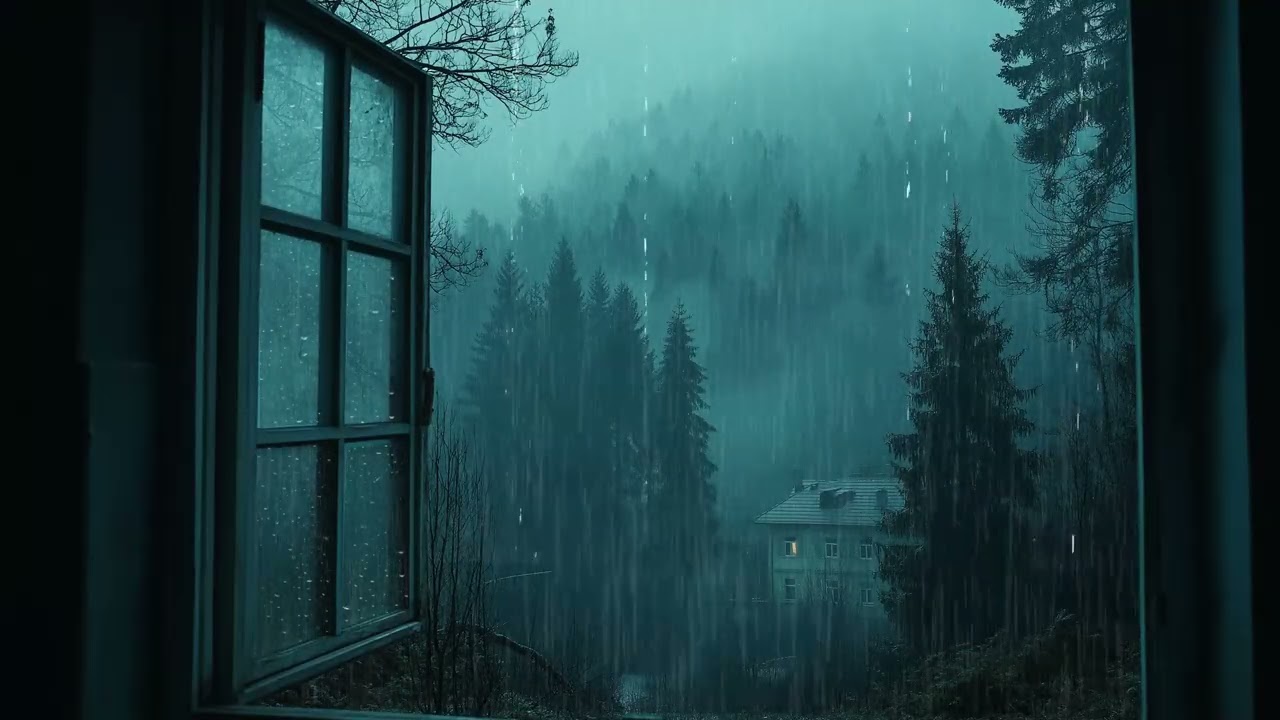 🌧️✨ Gentle Rain on Glass Window | Calm Rainy Night Ambience | Sleep Stress Relief Meditation Study