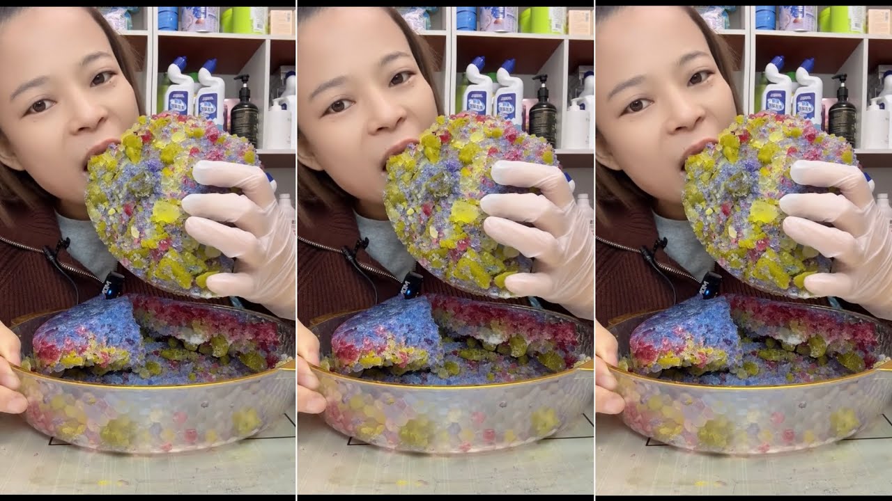 ASMR CRUNCHY REFROZEN ICE 🧊 EATING 🥰🥰