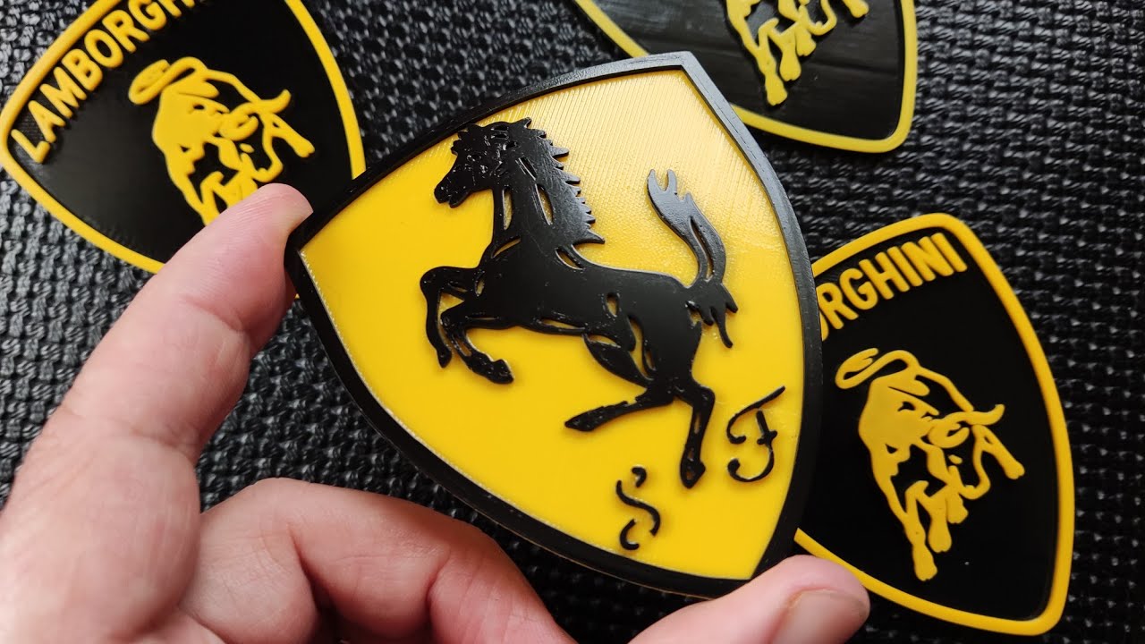 Ferrari, Lamborghini, Jaguar, Mercedes emblems 3d printing