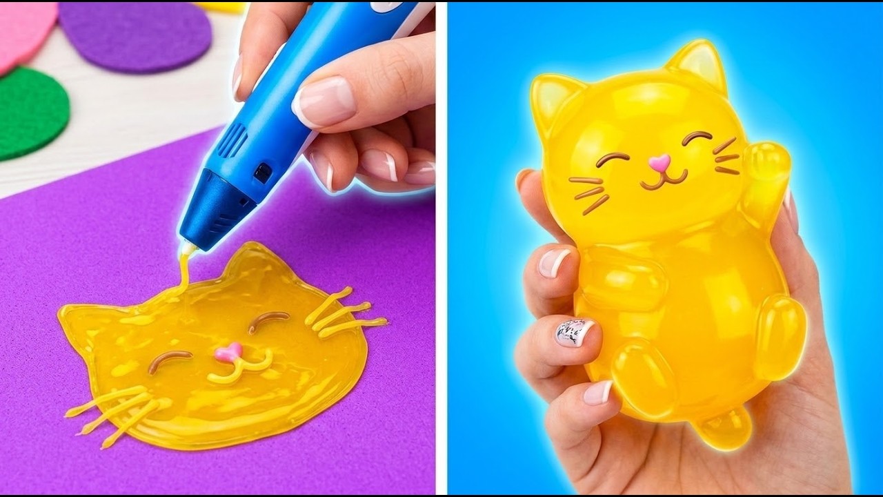 Make Free your Squishy Cat😻 *3D PEN and HOT GLUE CRAFTS*
