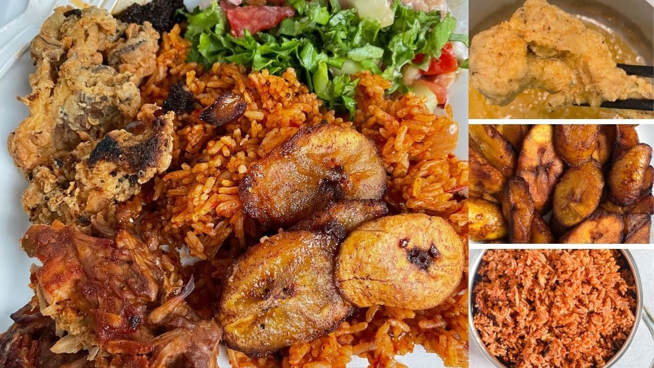 COOKING A FULLY VEGAN GHANAIAN DINNER (JOLLOF RICE, FRIED OYSTER MUSHROOM, SALAD)