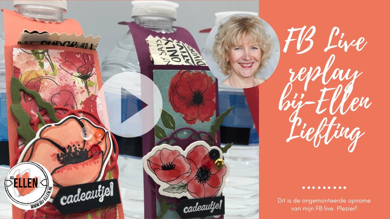 Stampin' Up! Flessenlabel met cadeautje in Painted Poppies stijl