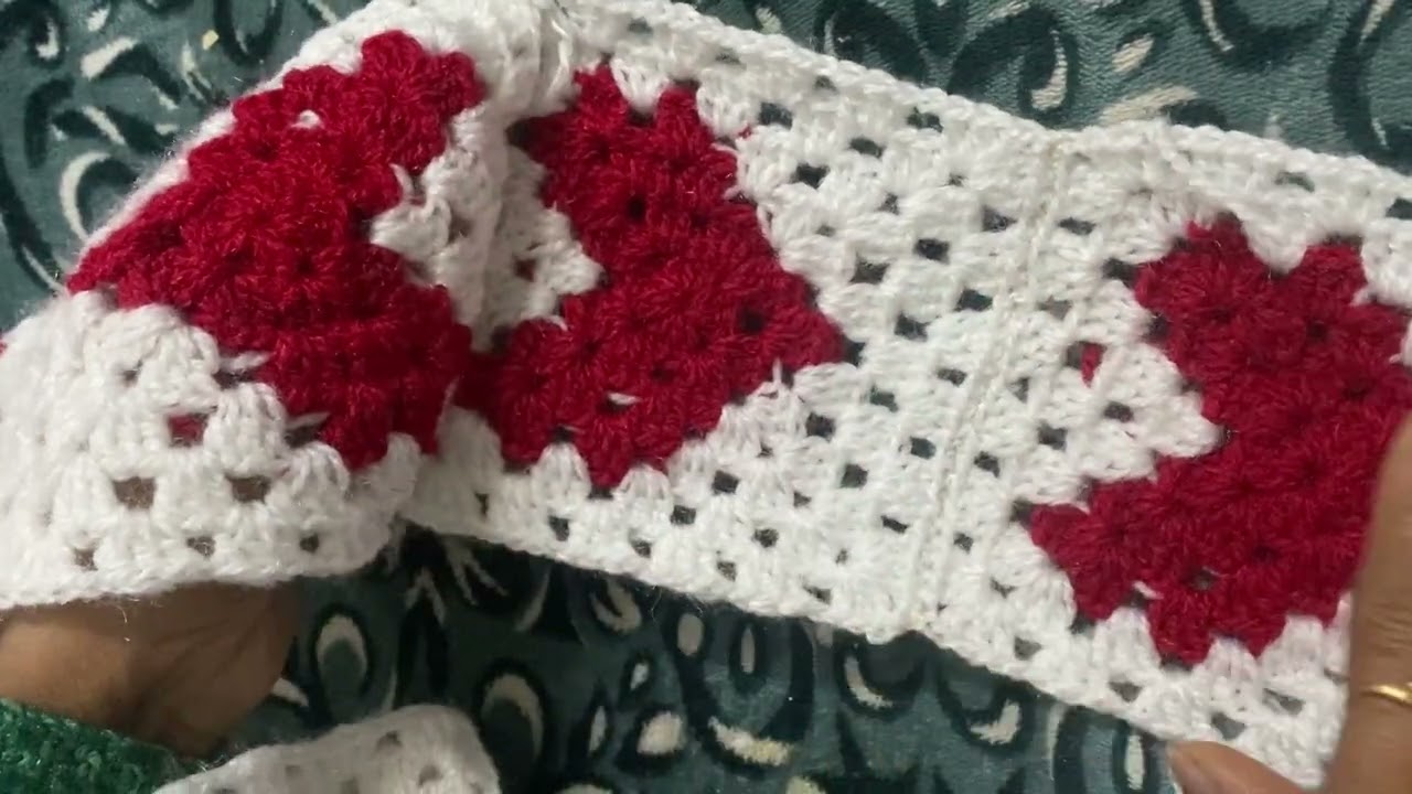  khoobsoorat crochet 🧶 heart ❤️ granny square  se bna maflar 