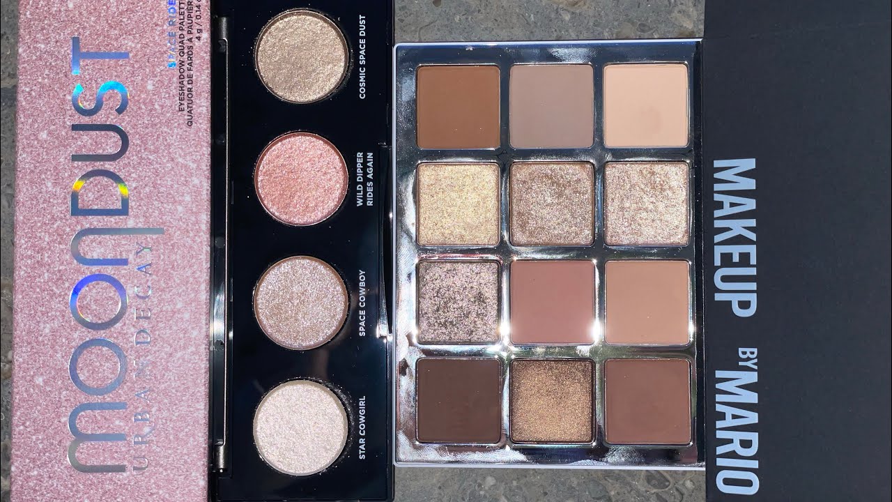 Urban Decay Moondust Space Rider & Makeup By Mario Ethereal Eyes Eyeshadow Palette comparison