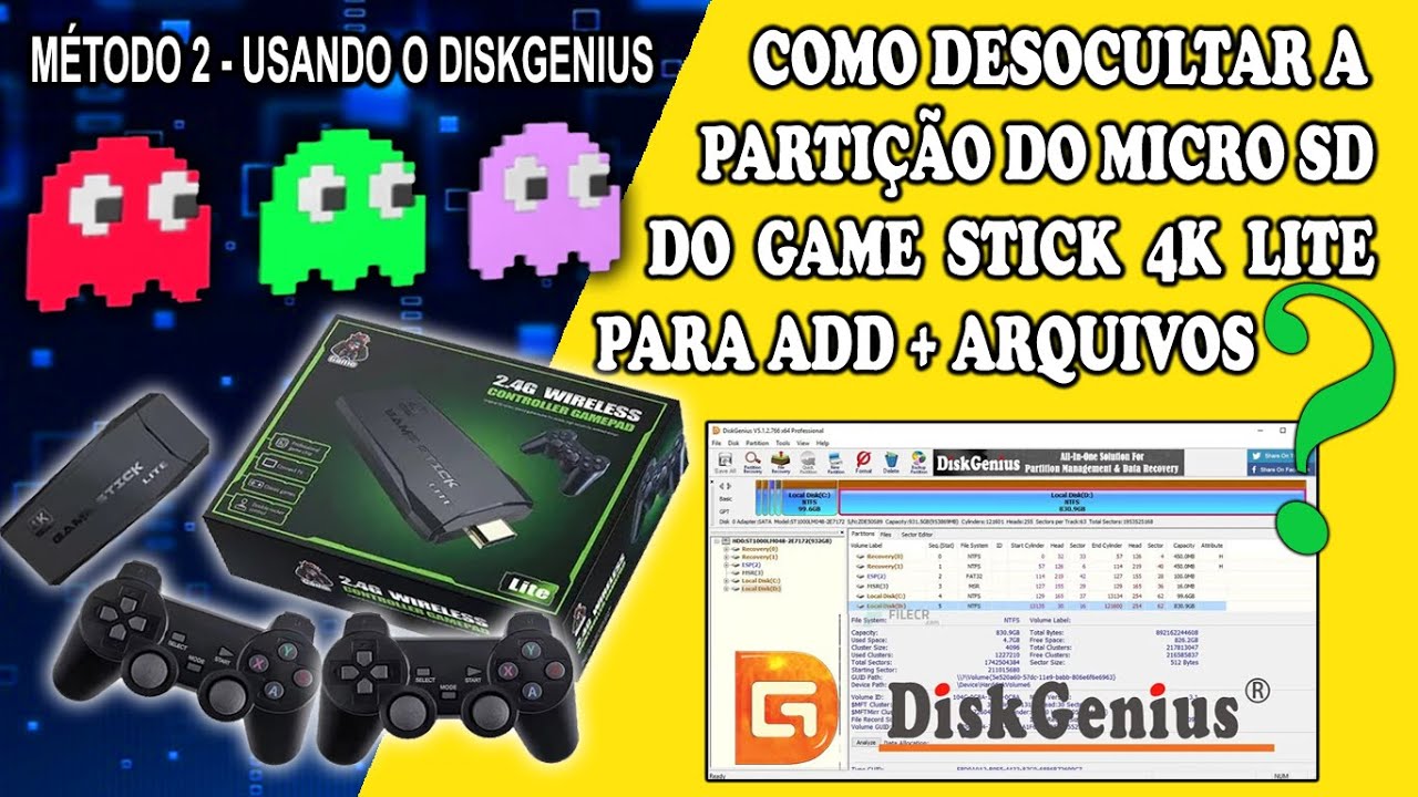 COMO ACESSAR CARTÃO MICROSD DO GAME STICK 4K LITE?  SERVE PARA DATA FROG Y3 LITE! -  Use DiskGenius