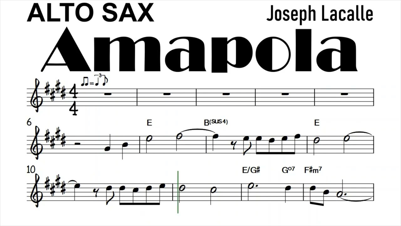 Amapola Alto Sax Sheet Music Backing Track Play Along Partitura
